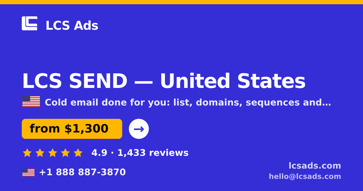 LCS SEND in United States — from $1,300/mo, rated 4.9/5 by 1433 clients. LCS Ads.