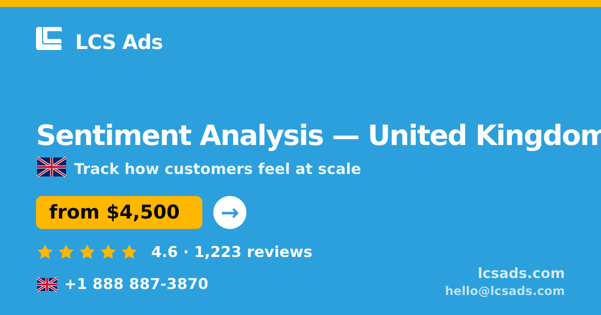 Sentiment Analysis in Leeds — from $4,100, rated 4.6/5 by 1377 clients. LCS Ads.