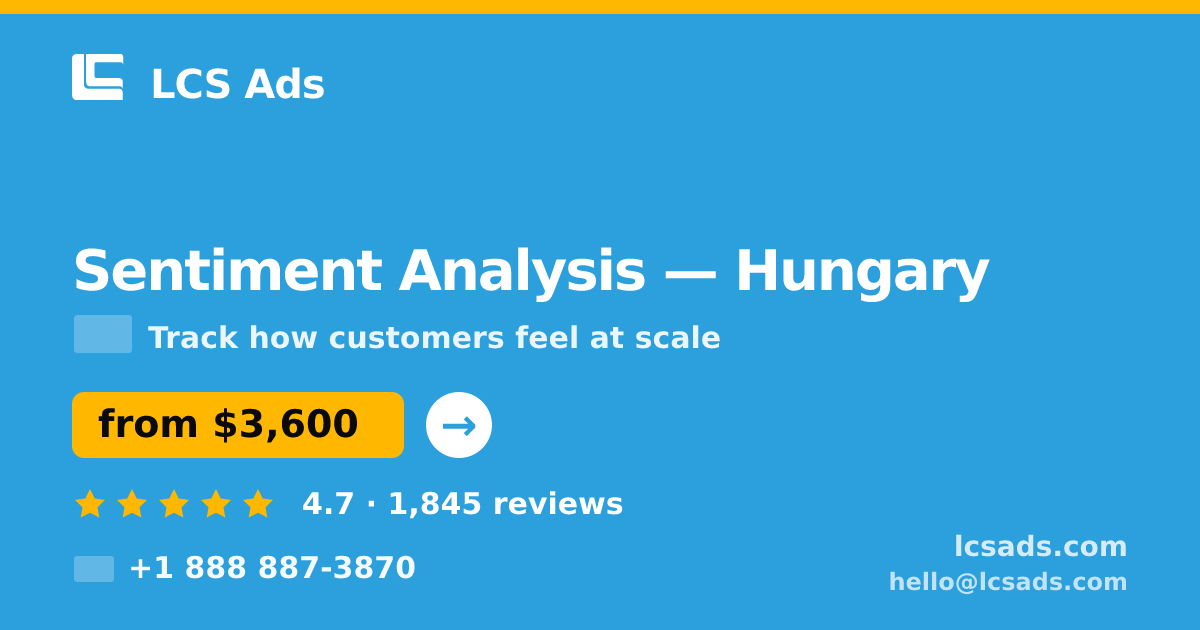 Sentiment Analysis in Hungary — from $3,600, rated 4.7/5 by 1845 clients. LCS Ads.