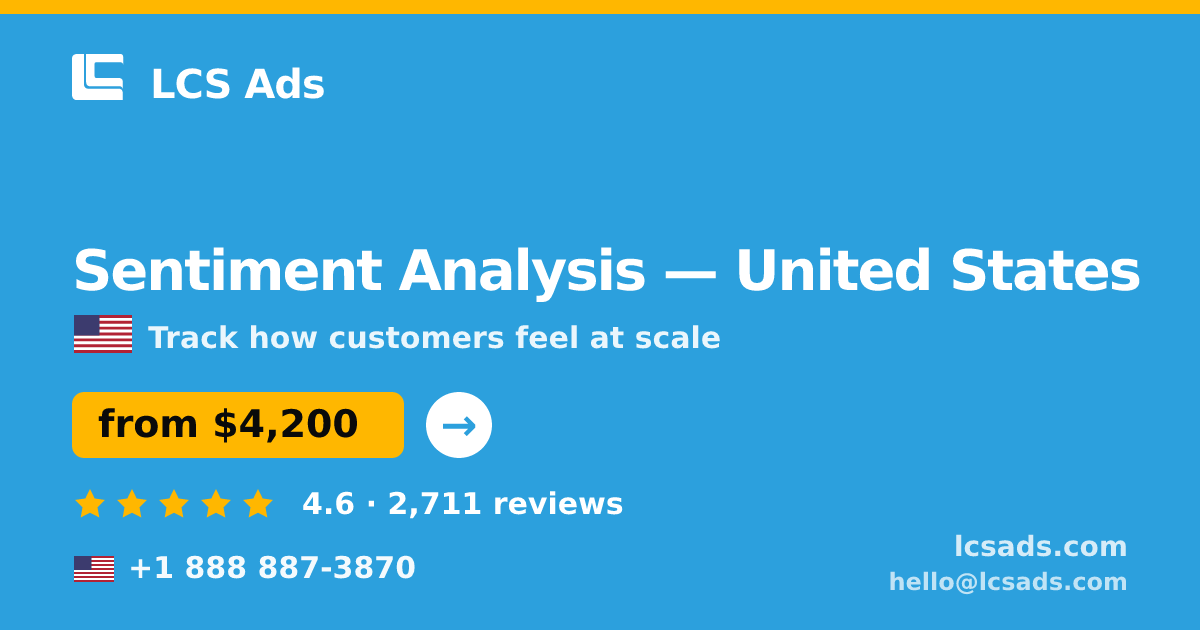 Sentiment Analysis in Miami — from $5,700, rated 4.6/5 by 3271 clients. LCS Ads.