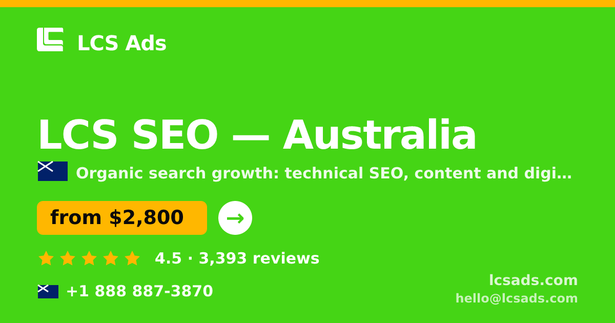 LCS SEO in Australia — from $2,800/mo, rated 4.5/5 by 3393 clients. LCS Ads.