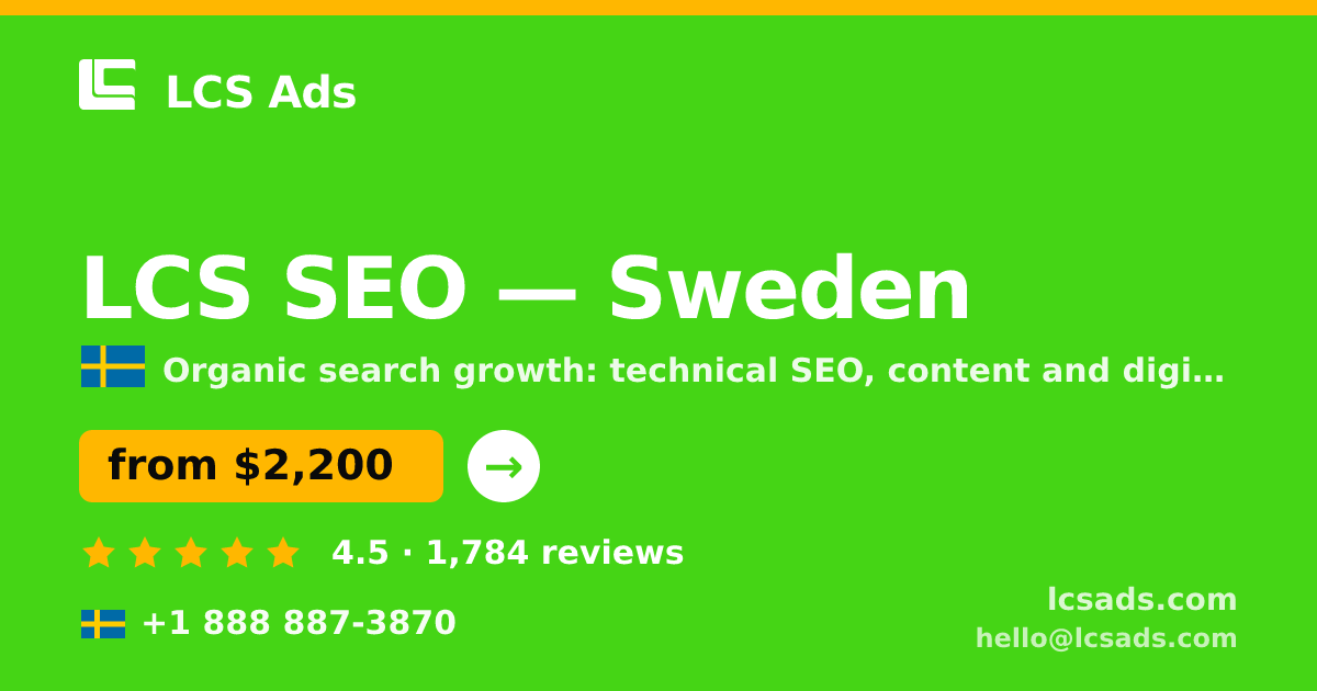 LCS SEO in Gothenburg — from $2,600/mo, rated 4.8/5 by 783 clients. LCS Ads.