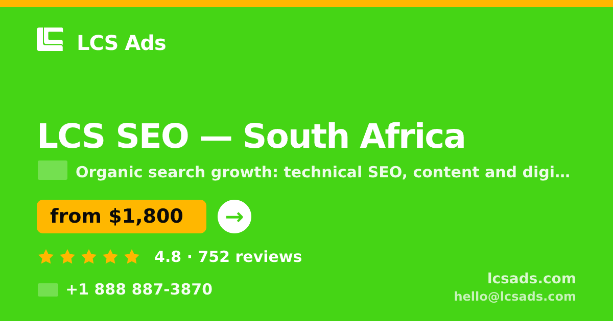 LCS SEO in Cape Town — from $1,400/mo, rated 4.7/5 by 394 clients. LCS Ads.