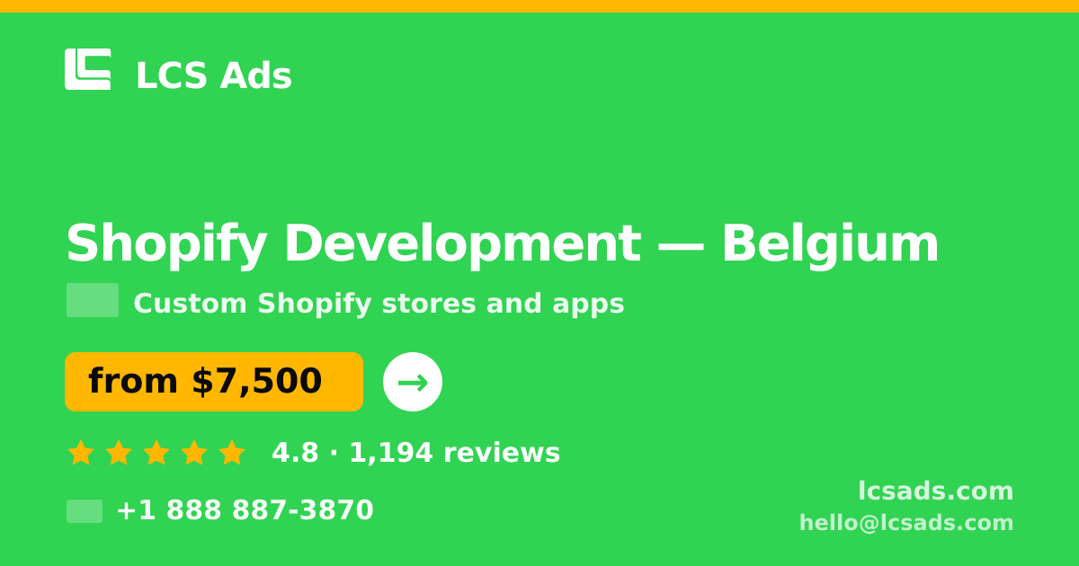 Shopify Development in Ghent — from $6,800, rated 4.8/5 by 881 clients. LCS Ads.