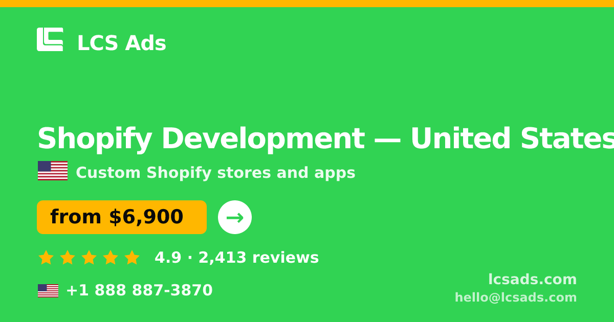 Shopify Development in Austin — from $7,200, rated 4.8/5 by 1056 clients. LCS Ads.
