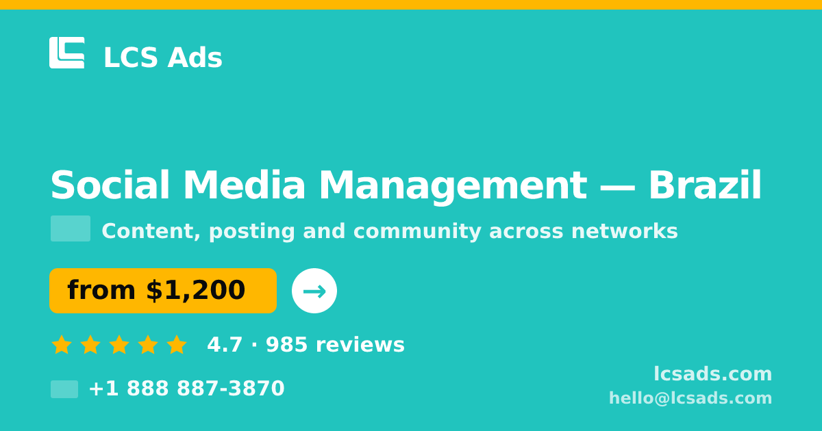 Social Media Management in Rio de Janeiro — from $600/mo, rated 4.8/5 by 2779 clients. LCS Ads.