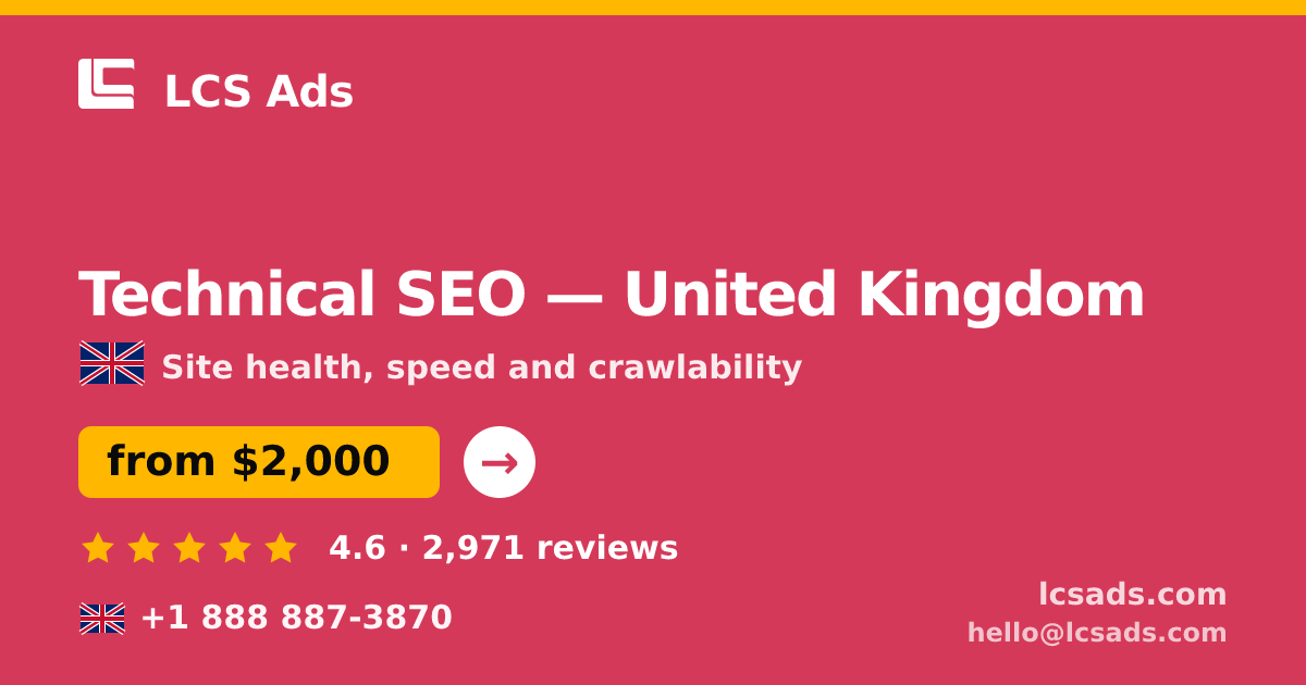 Technical SEO in Edinburgh — from $2,300, rated 4.6/5 by 2617 clients. LCS Ads.