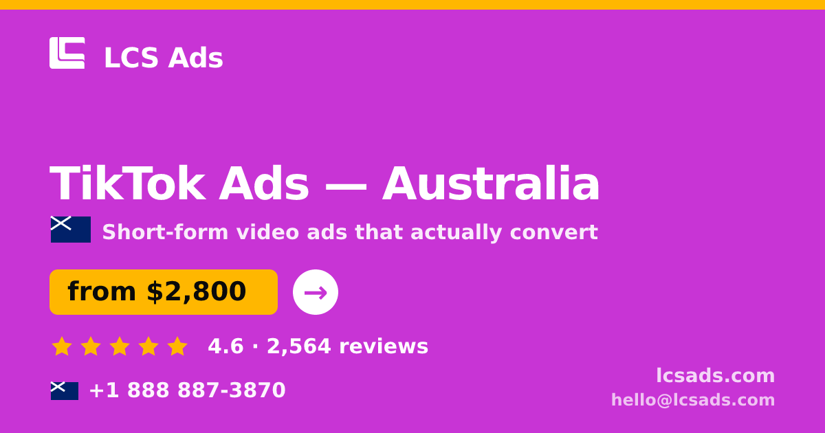 TikTok Ads in Brisbane — from $3,000/mo, rated 4.5/5 by 2574 clients. LCS Ads.
