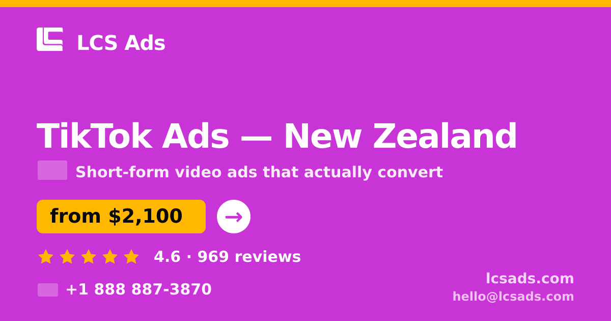 TikTok Ads in Christchurch — from $2,300/mo, rated 4.5/5 by 2254 clients. LCS Ads.