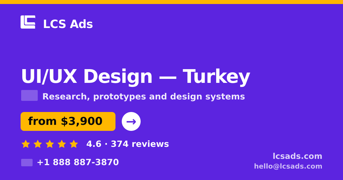 UI/UX Design in İzmir — from $2,400, rated 4.7/5 by 3092 clients. LCS Ads.