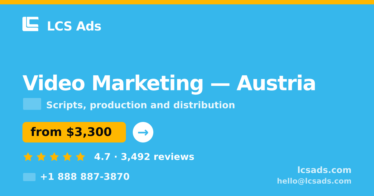 Video Marketing in Vienna — from $4,800, rated 4.7/5 by 1830 clients. LCS Ads.