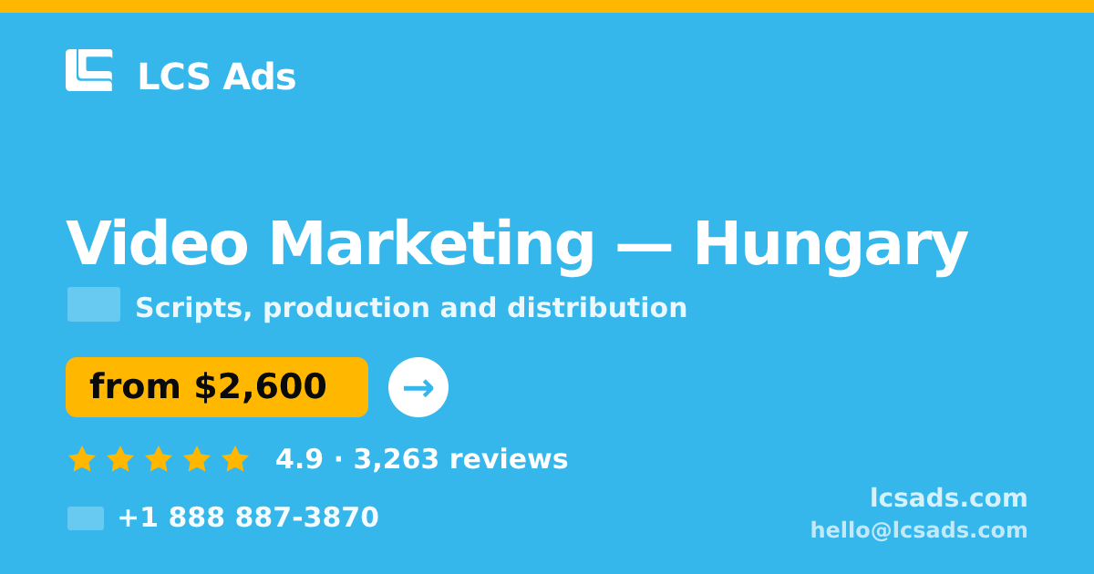 Video Marketing in Budapest — from $1,900, rated 4.9/5 by 2102 clients. LCS Ads.