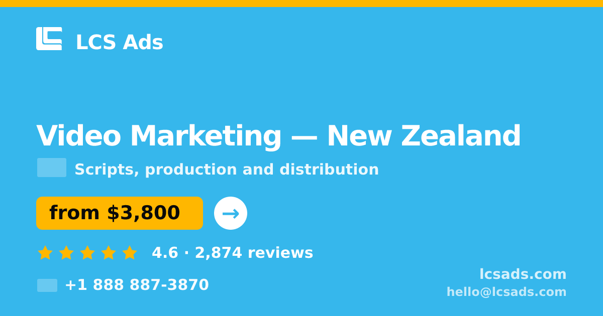 Video Marketing in Wellington — from $3,400, rated 4.5/5 by 1839 clients. LCS Ads.