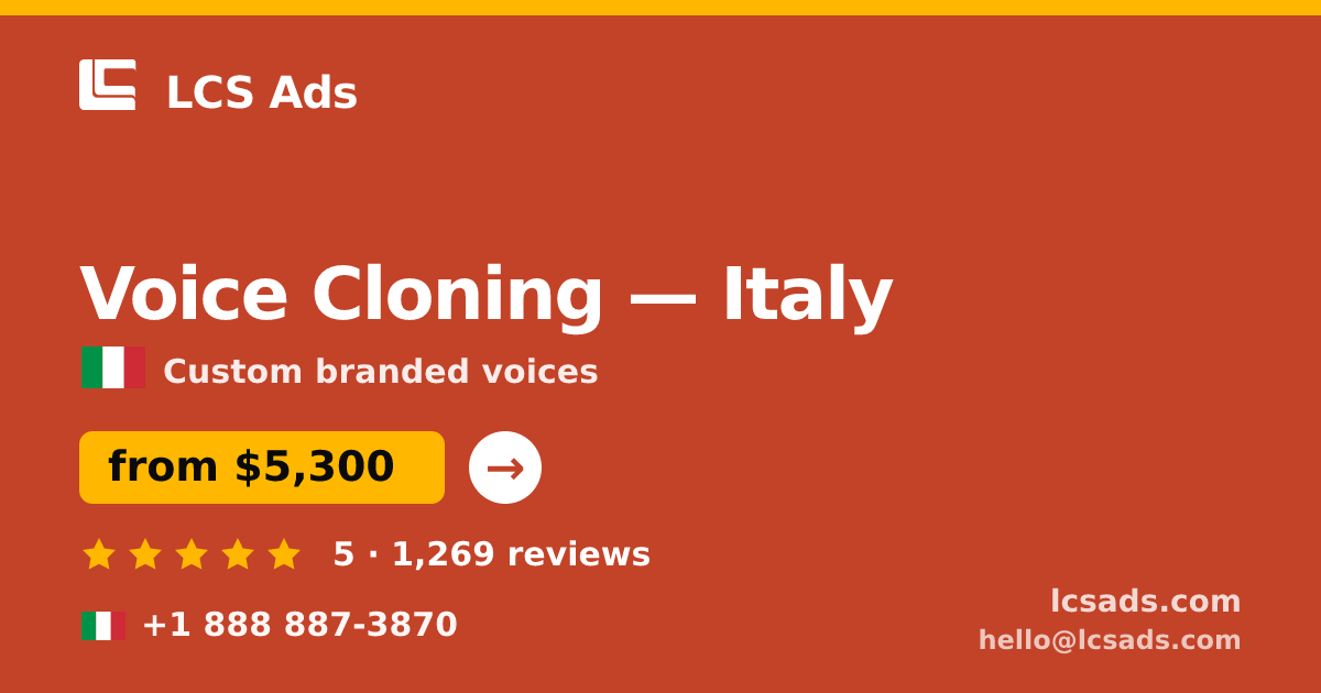 Voice Cloning in Naples — from $4,800, rated 4.8/5 by 3292 clients. LCS Ads.
