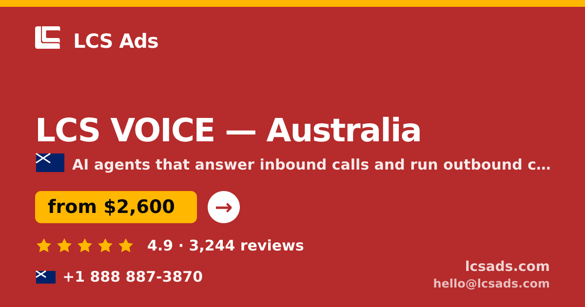 LCS VOICE in Melbourne — from $2,500/mo, rated 5/5 by 1492 clients. LCS Ads.