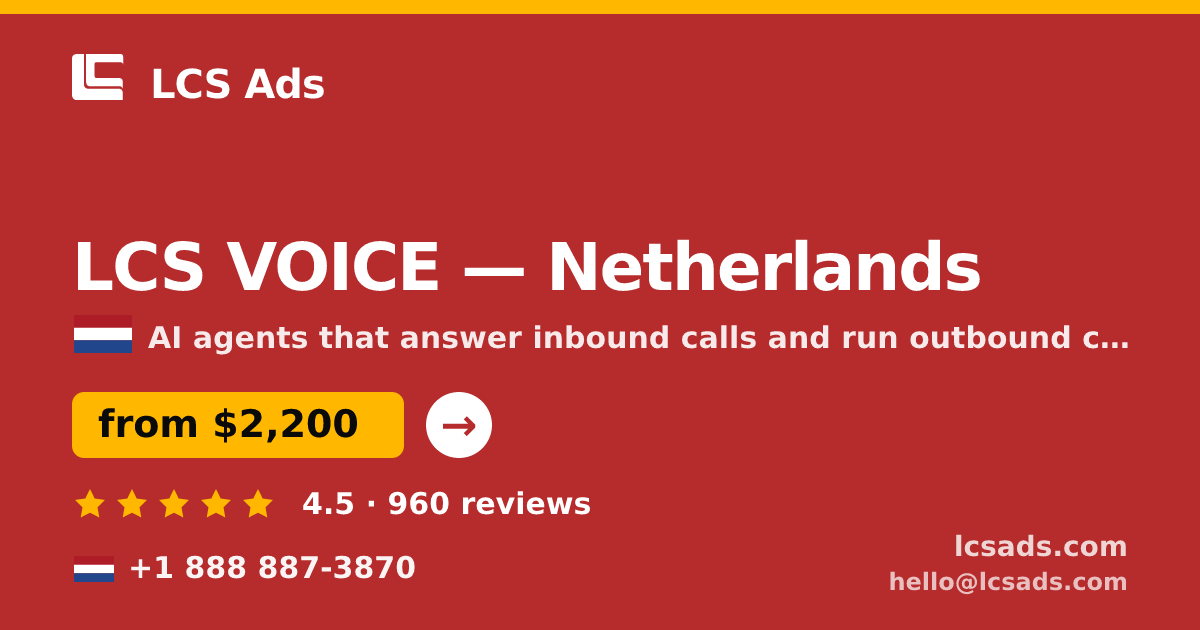 LCS VOICE in Rotterdam — from $2,900/mo, rated 4.9/5 by 1948 clients. LCS Ads.
