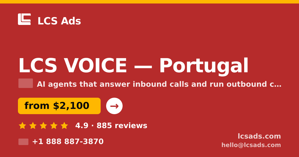 LCS VOICE in Braga — from $1,800/mo, rated 4.6/5 by 3004 clients. LCS Ads.