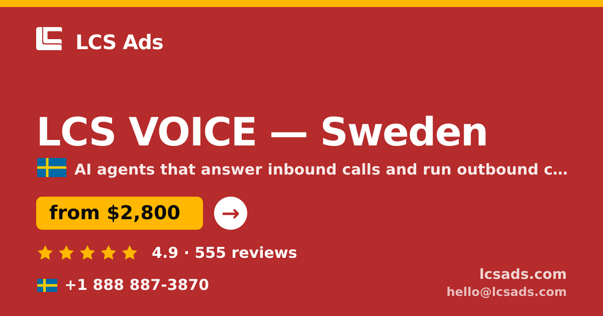 LCS VOICE in Malmö — from $3,200/mo, rated 4.7/5 by 2571 clients. LCS Ads.