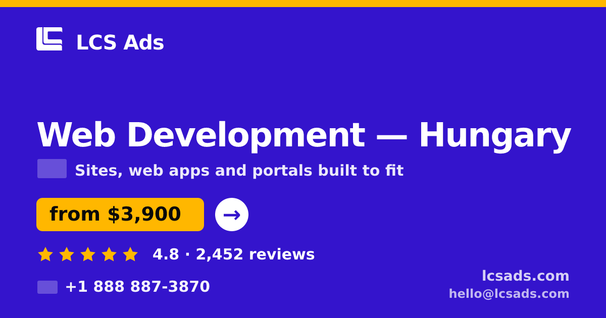 Web Development in Hungary — from $3,900, rated 4.8/5 by 2452 clients. LCS Ads.