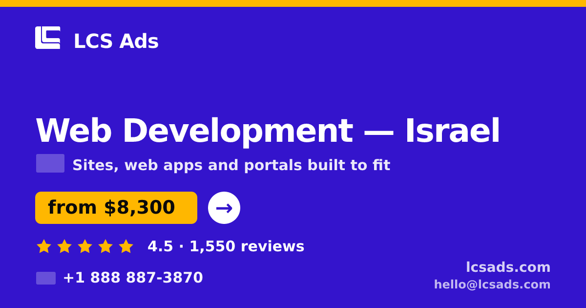 Web Development in Jerusalem — from $7,100, rated 4.6/5 by 1877 clients. LCS Ads.