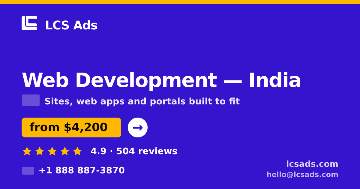 Web Development in Hyderabad — from $2,700, rated 4.9/5 by 792 clients. LCS Ads.