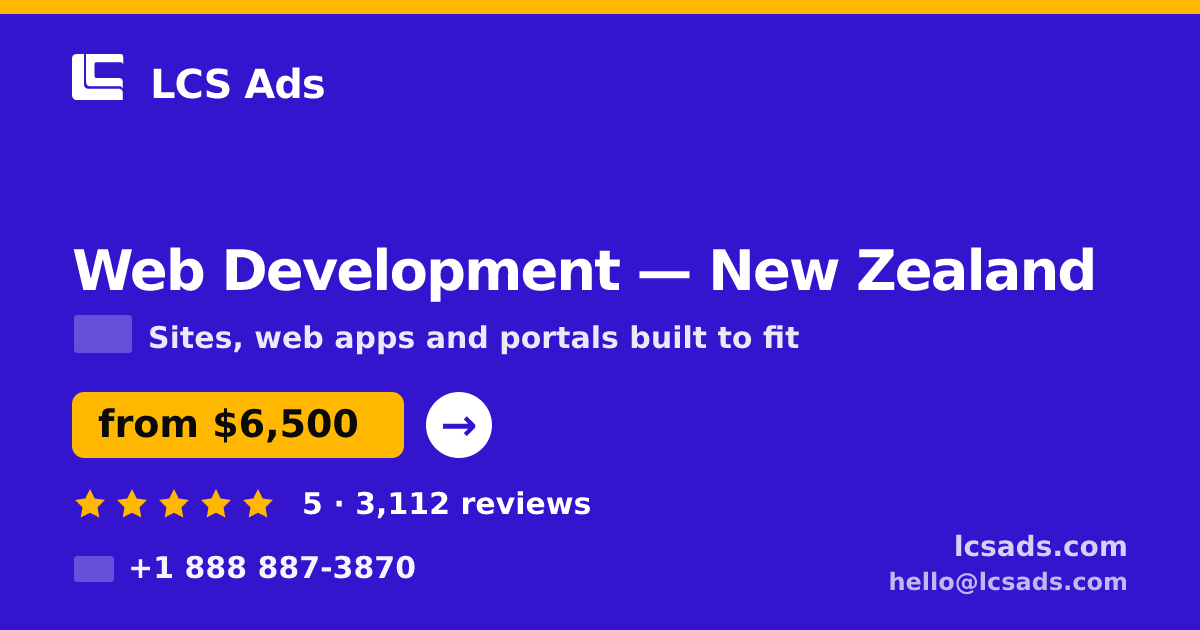 Web Development in Christchurch — from $7,100, rated 4.9/5 by 3312 clients. LCS Ads.