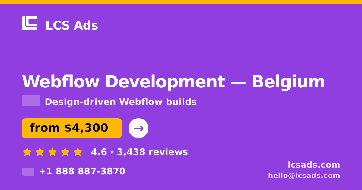 Webflow Development in Ghent — from $6,100, rated 4.5/5 by 980 clients. LCS Ads.